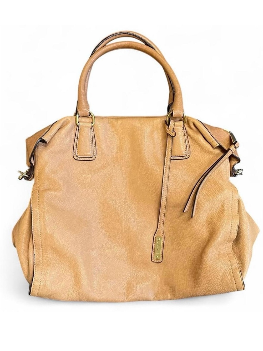Abro Leather Tote in Camel with Double Handles